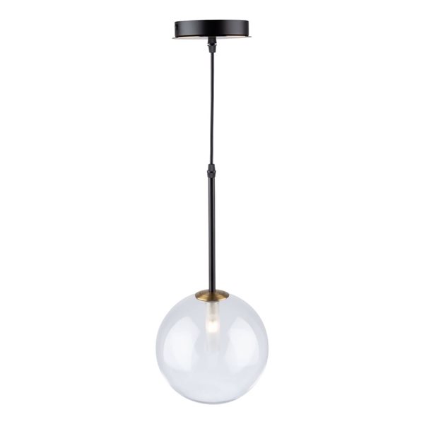 Artcraft Lighting Aurelia 14-in H 1-Light Kitchen Pendant LED Light w/ Clear Glass - Matte Black/Brass