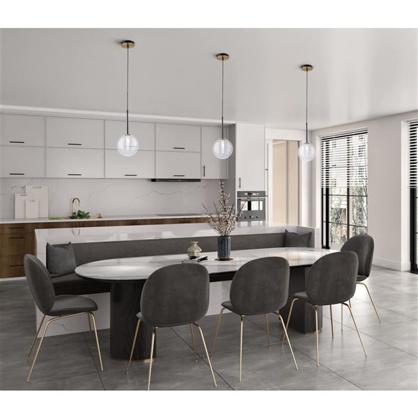 Artcraft Lighting Aurelia 14-in H 1-Light Kitchen Pendant LED Light w/ Clear Glass - Matte Black/Brass