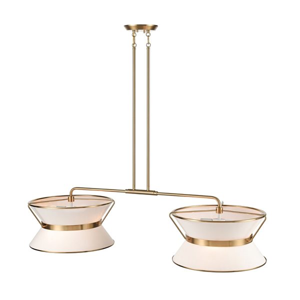Artcraft Lighting Layla 48-in W 2-Light Kitchen Island Pendant LED Light w/ Linen Shades - Brushed Brass