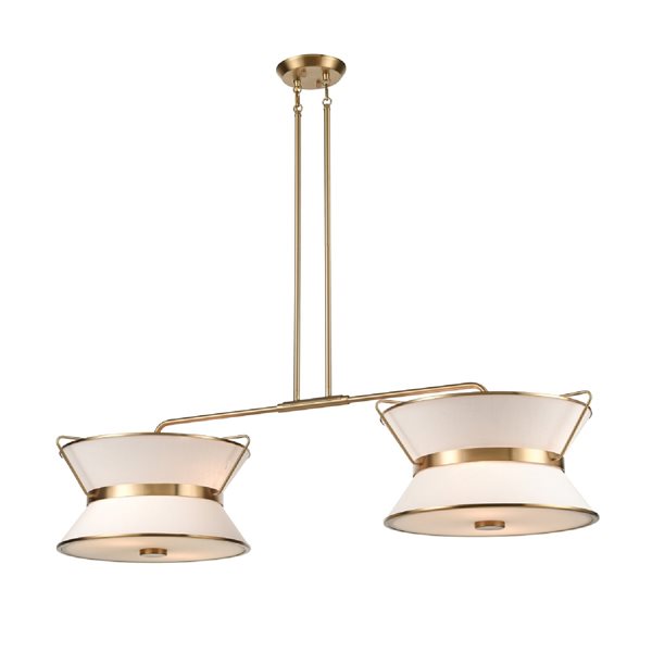 Artcraft Lighting Layla 48-in W 2-Light Kitchen Island Pendant LED Light w/ Linen Shades - Brushed Brass