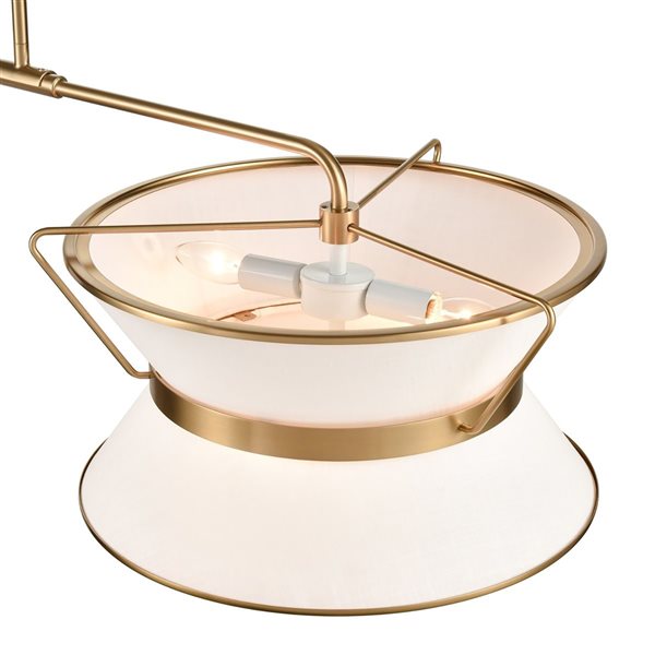 Artcraft Lighting Layla 48-in W 2-Light Kitchen Island Pendant LED Light w/ Linen Shades - Brushed Brass