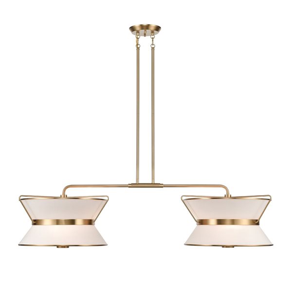 Artcraft Lighting Layla 48-in W 2-Light Kitchen Island Pendant LED Light w/ Linen Shades - Brushed Brass