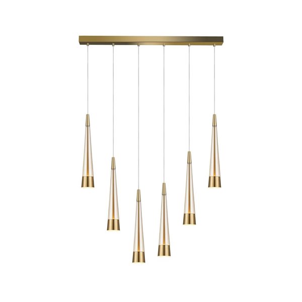 Artcraft Lighting Sunnyvale 33.5-in W 6-Light Modern Kitchen Pendant LED Light - Brass