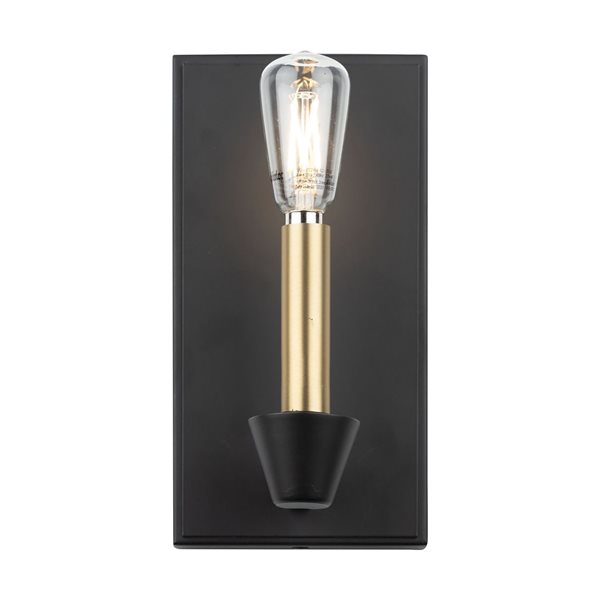 Artcraft Lighting Notting Hill 4.75 W x 9-in H 1-Light Modern Wall Sconce - Black/Brushed Brass