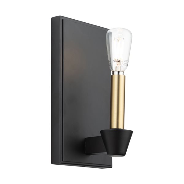 Artcraft Lighting Notting Hill 4.75 W x 9-in H 1-Light Modern Wall Sconce - Black/Brushed Brass