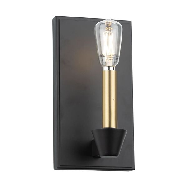 Artcraft Lighting Notting Hill 4.75 W x 9-in H 1-Light Modern Wall Sconce - Black/Brushed Brass