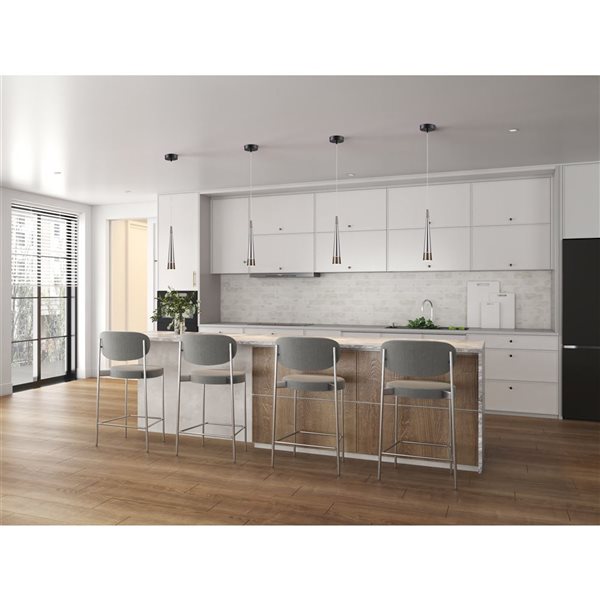 Artcraft Lighting Sunnyvale 12-in H 1-Light Modern Kitchen Pendant LED Light - Pearl Black/Smoke