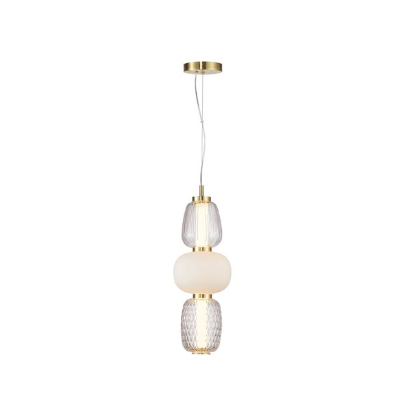 Artcraft Lighting Cyra 21-in H 1-Light Kitchen Triple Shade Pendant LED Light w/ Textured Glass - Brass