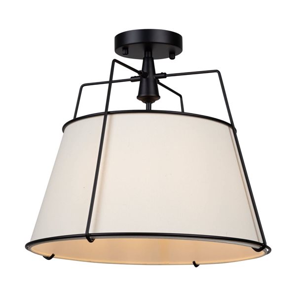 Artcraft Lighting Pullman 17-in dia 3-Light Semi-Flush Mount Ceiling Light w/ Linen Shade - Black