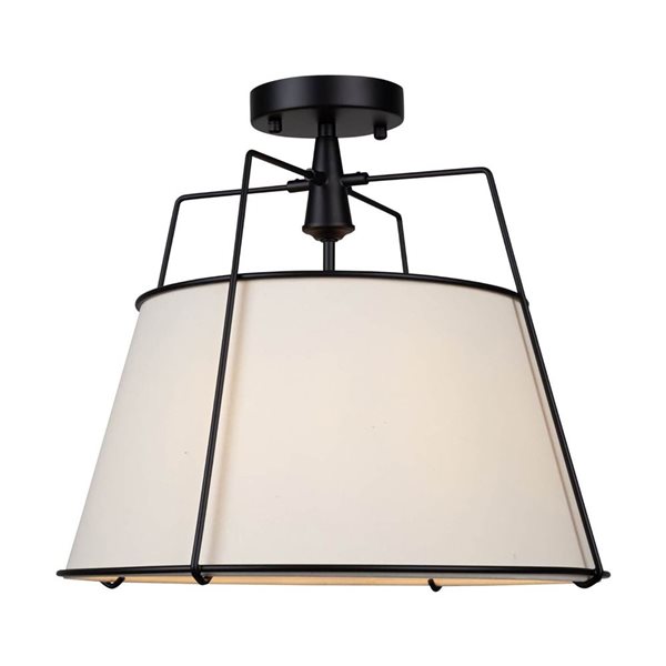 Artcraft Lighting Pullman 17-in dia 3-Light Semi-Flush Mount Ceiling Light w/ Linen Shade - Black