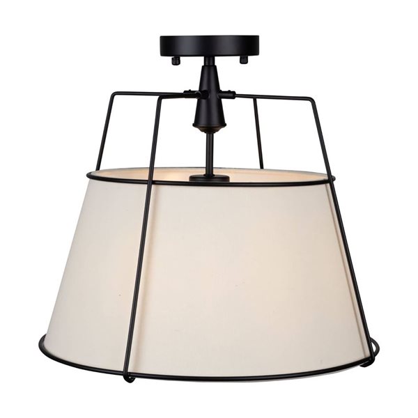 Artcraft Lighting Pullman 17-in dia 3-Light Semi-Flush Mount Ceiling Light w/ Linen Shade - Black