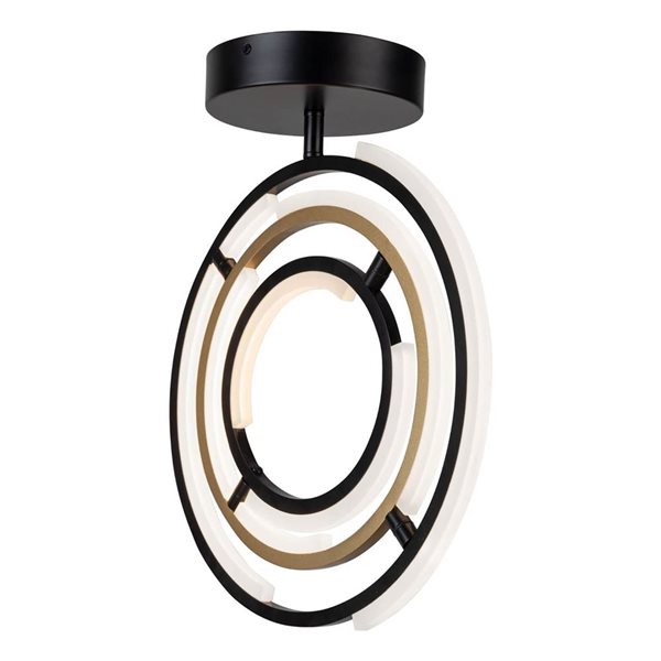 Artcraft Lighting Trilogy 15-in dia Modern Integrated LED 3-Ring Semi-Flush Mount Ceiling Light - Black/Brass
