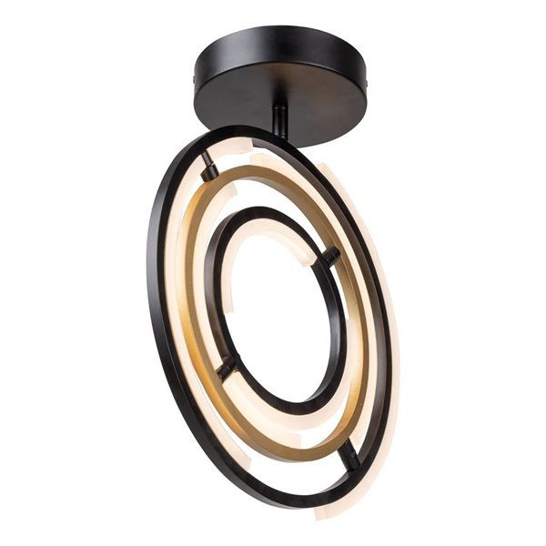Artcraft Lighting Trilogy 15-in dia Modern Integrated LED 3-Ring Semi-Flush Mount Ceiling Light - Black/Brass