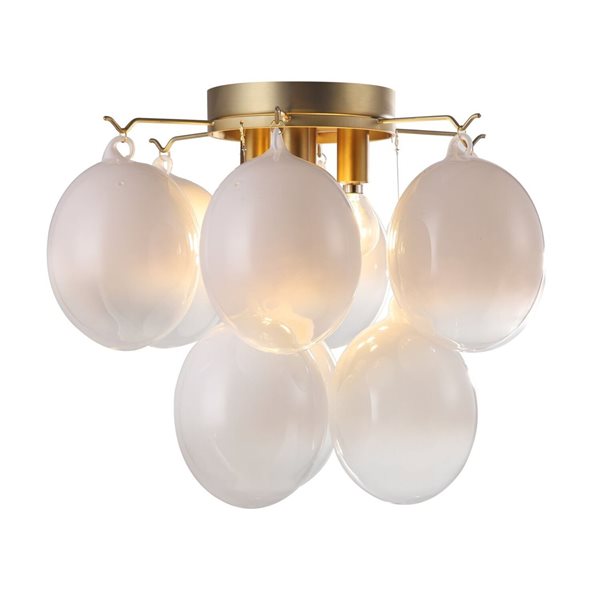 Artcraft Lighting Globo 15.75-in W  4-Light Milky White Glass/Brass Semi-Flush Mount Ceiling Light