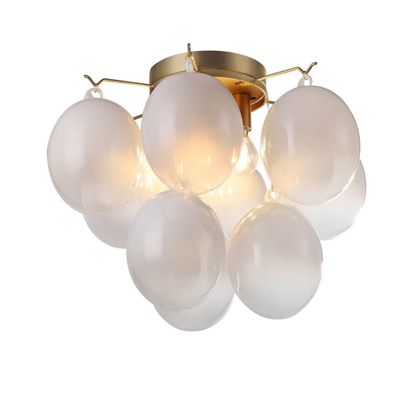 Artcraft Lighting Globo 15.75-in W  4-Light Milky White Glass/Brass Semi-Flush Mount Ceiling Light