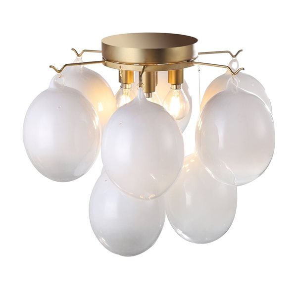 Artcraft Lighting Globo 15.75-in W  4-Light Milky White Glass/Brass Semi-Flush Mount Ceiling Light