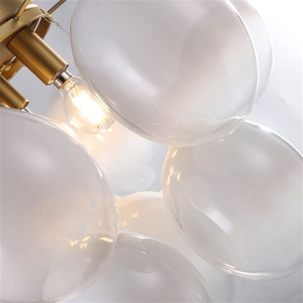 Artcraft Lighting Globo 15.75-in W  4-Light Milky White Glass/Brass Semi-Flush Mount Ceiling Light