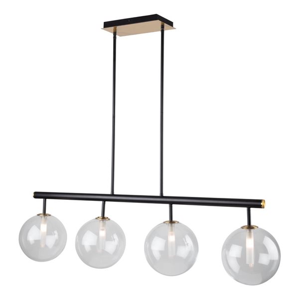 Artcraft Lighting Aurelia 43-in W 4-Light Kitchen Pendant LED Light w/ Clear Glass - Matte Black/Brass