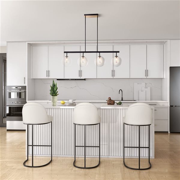 Artcraft Lighting Aurelia 43-in W 4-Light Kitchen Pendant LED Light w/ Clear Glass - Matte Black/Brass