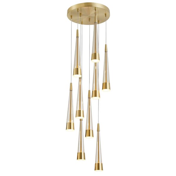 Artcraft Lighting Sunnyvale 50-in H 9-Light Modern Kitchen Pendant LED Light - Brass