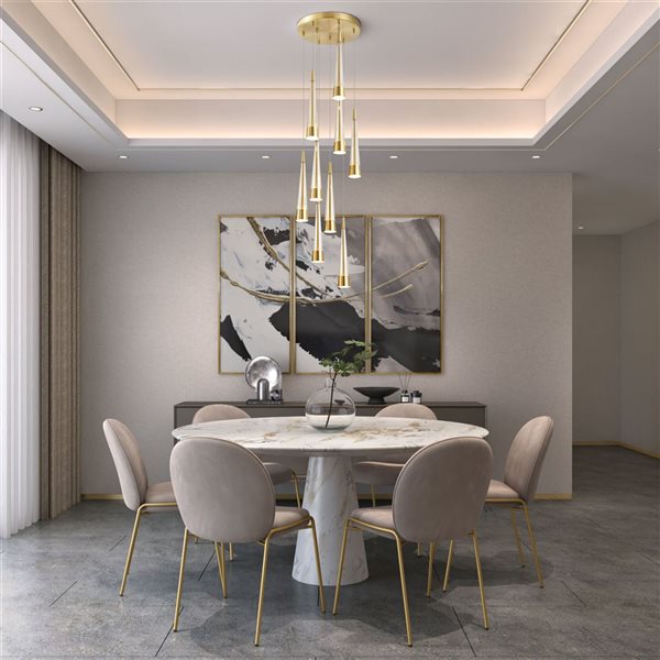 Artcraft Lighting Sunnyvale 50-in H 9-Light Modern Kitchen Pendant LED Light - Brass