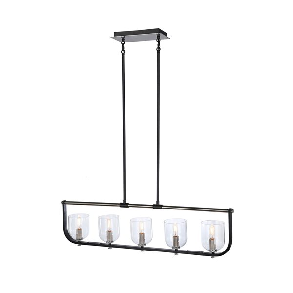 Artcraft Lighting Cheshire 40-in W 5-Light Kitchen Pendant LED Light w/ Clear Glass - Black/Nickel