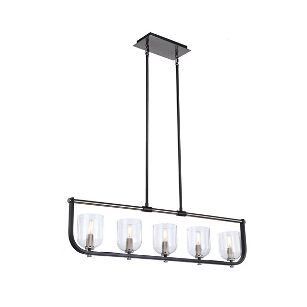 Artcraft Lighting Cheshire 40-in W 5-Light Kitchen Pendant LED Light w/ Clear Glass - Black/Nickel