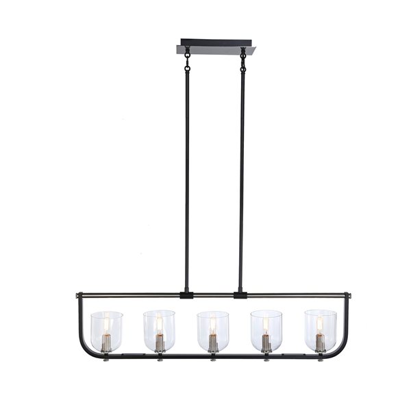 Artcraft Lighting Cheshire 40-in W 5-Light Kitchen Pendant LED Light w/ Clear Glass - Black/Nickel