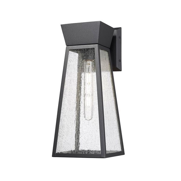 Artcraft Lighting Lucian 17-in H 1-Light Outdoor Wall Sconce w/ Seeded Glass - Black