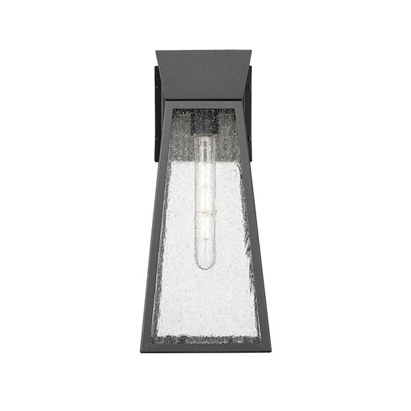 Artcraft Lighting Lucian 17-in H 1-Light Outdoor Wall Sconce w/ Seeded Glass - Black