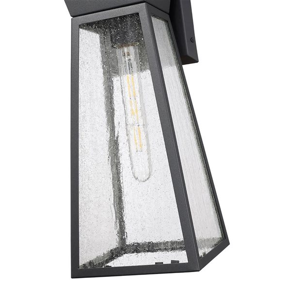 Artcraft Lighting Lucian 17-in H 1-Light Outdoor Wall Sconce w/ Seeded Glass - Black
