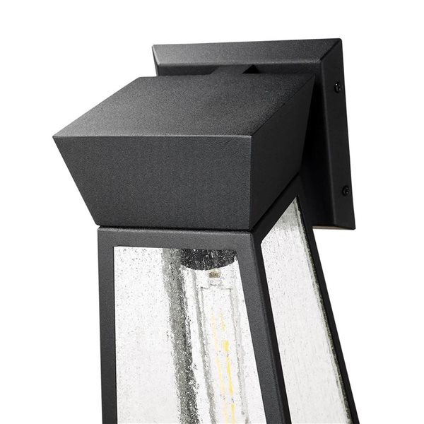 Artcraft Lighting Lucian 17-in H 1-Light Outdoor Wall Sconce w/ Seeded Glass - Black