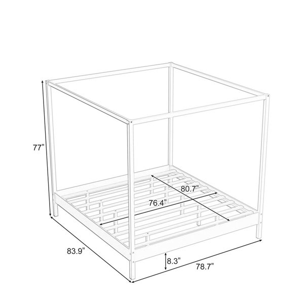 Mondawe Natural Wooden Canopy Natural King-Size Bed Frame