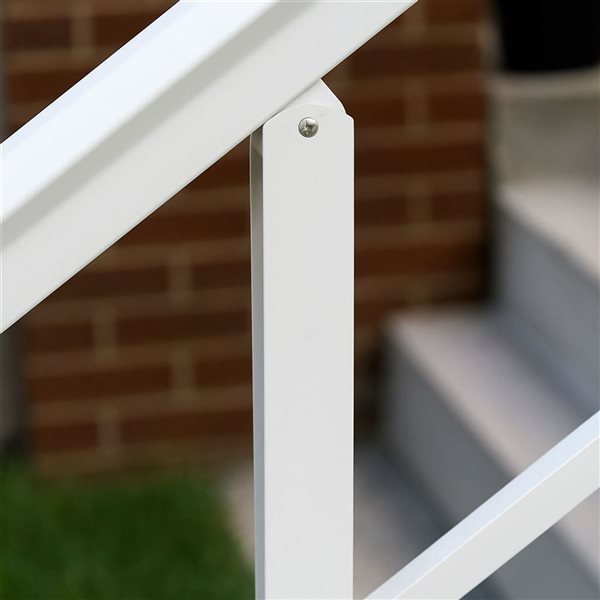 Nuvo Iron White Aluminum 4-5 Steps Stoop Railing Kit - Posts Hand Railing Hardware Included