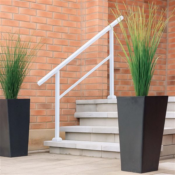 Nuvo Iron White Aluminum 4-5 Steps Stoop Railing Kit - Posts Hand Railing Hardware Included