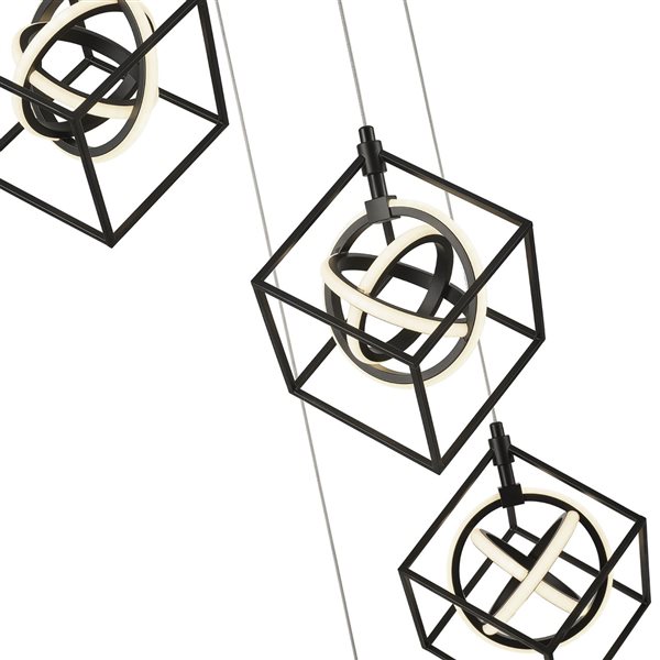 Artcraft Lighting Tulip 24-in 5-Light Modern Geometric Integrated LED Pendant Light - Matte Black