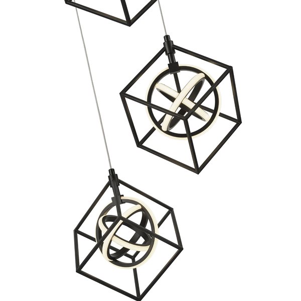 Artcraft Lighting Tulip 24-in 5-Light Modern Geometric Integrated LED Pendant Light - Matte Black