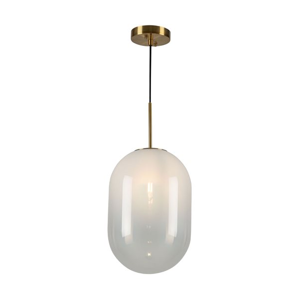 Artcraft Lighting Vita 1-Light Modern Pendant Light w/ Glass Globe Shade - White/Brass