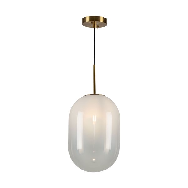 Artcraft Lighting Vita 1-Light Modern Pendant Light w/ Glass Globe Shade - White/Brass