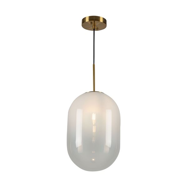 Artcraft Lighting Vita 1-Light Modern Pendant Light w/ Glass Globe Shade - White/Brass
