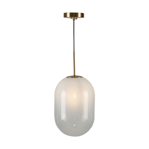 Artcraft Lighting Vita 1-Light Modern Pendant Light w/ Glass Globe Shade - White/Brass
