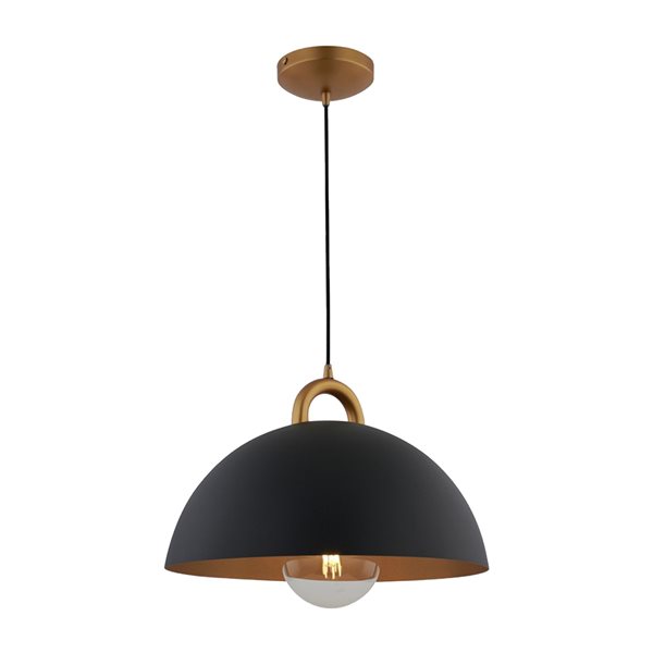 Artcraft Lighting Pantheon 15.75-in W 1-Light Modern Pendant Light - Black/Rust Brass
