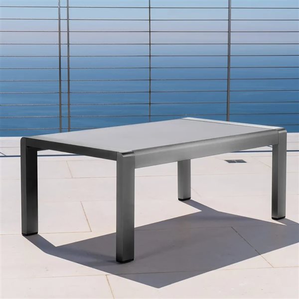 Clihome Outdoor Patio Aluminum Rectangle Coffee Tables - Grey