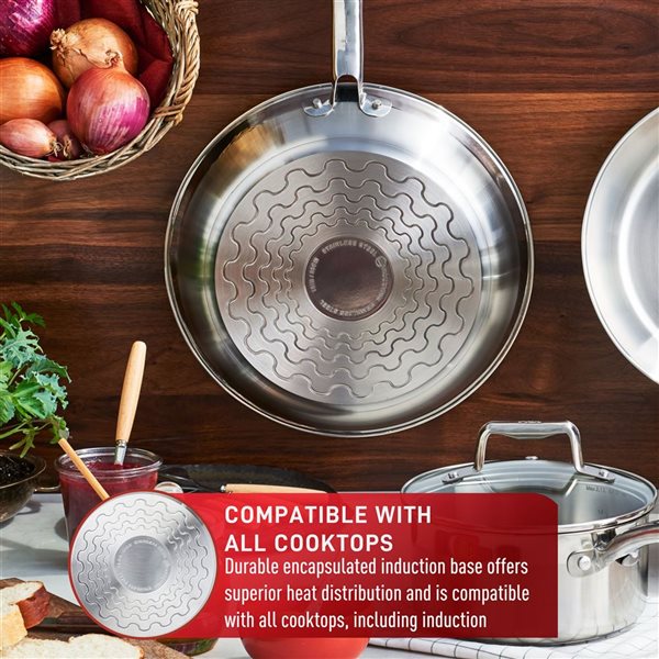 T-fal Stainless Steel 10-Piece Cookware Set - Induction and Oven Safe