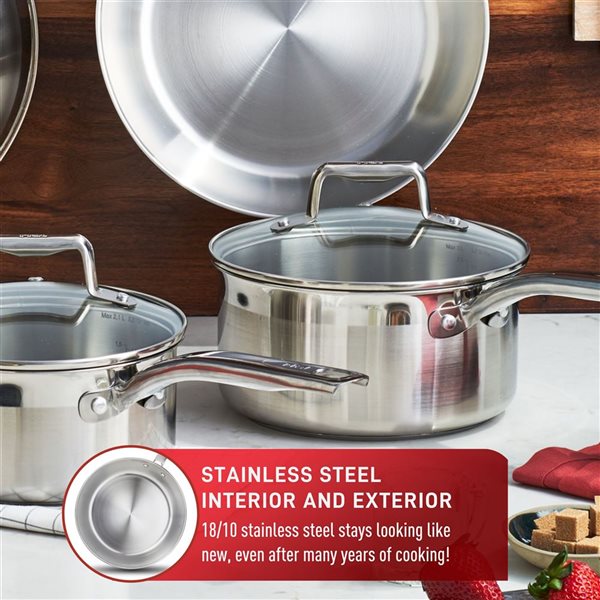 T-fal Stainless Steel 10-Piece Cookware Set - Induction and Oven Safe