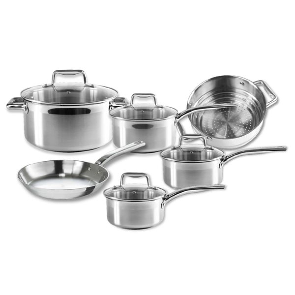 T-fal Stainless Steel 10-Piece Cookware Set - Induction and Oven Safe
