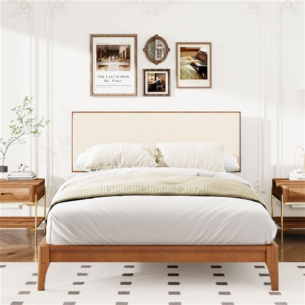 Mondawe Queen Size Bamboo Adjustable Headboard - Off-White