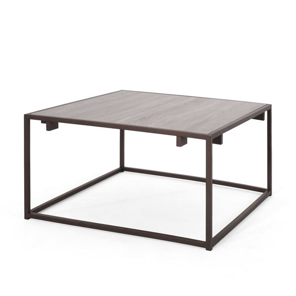 Clihome Grey and Bronze MDF Modern Industrial Coffee Table