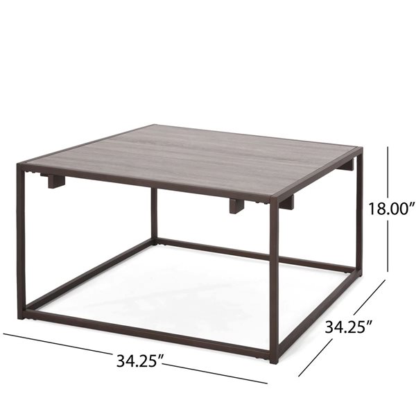 Clihome Grey and Bronze MDF Modern Industrial Coffee Table