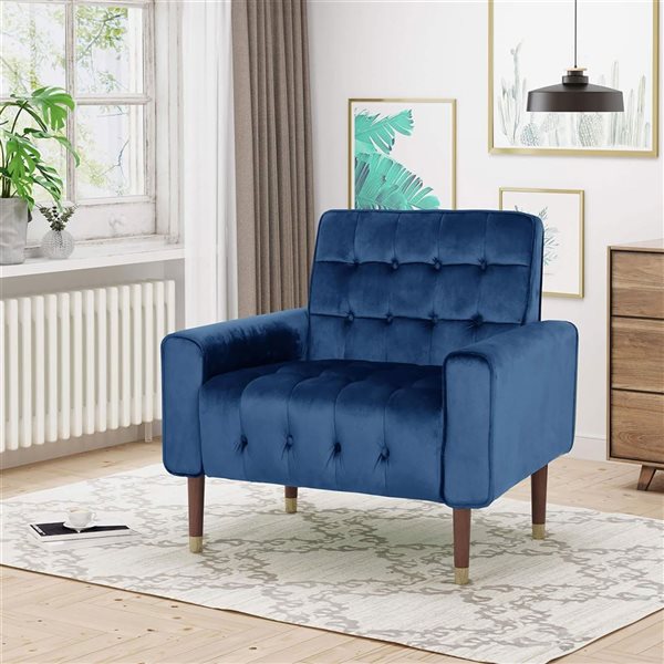 Clihome Blue Arm Chair with Tufted Back